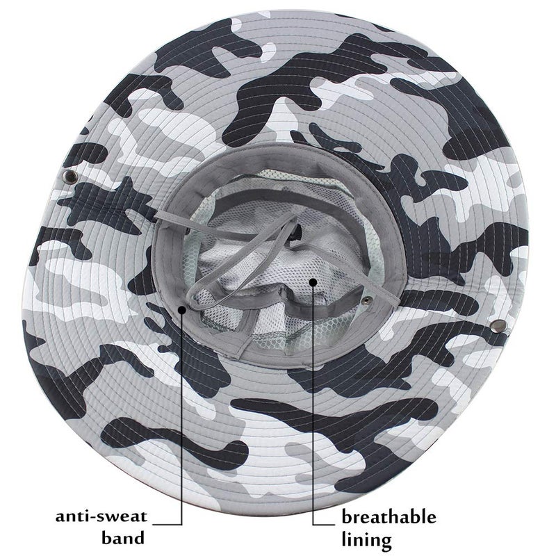 CAMOLAND Summer Fishing Sun Boonie Hat Camouflage Outdoor UV Protection Large Brim Unisex-Adults Bucket Safari Cap Breathable Mesh - Image 5